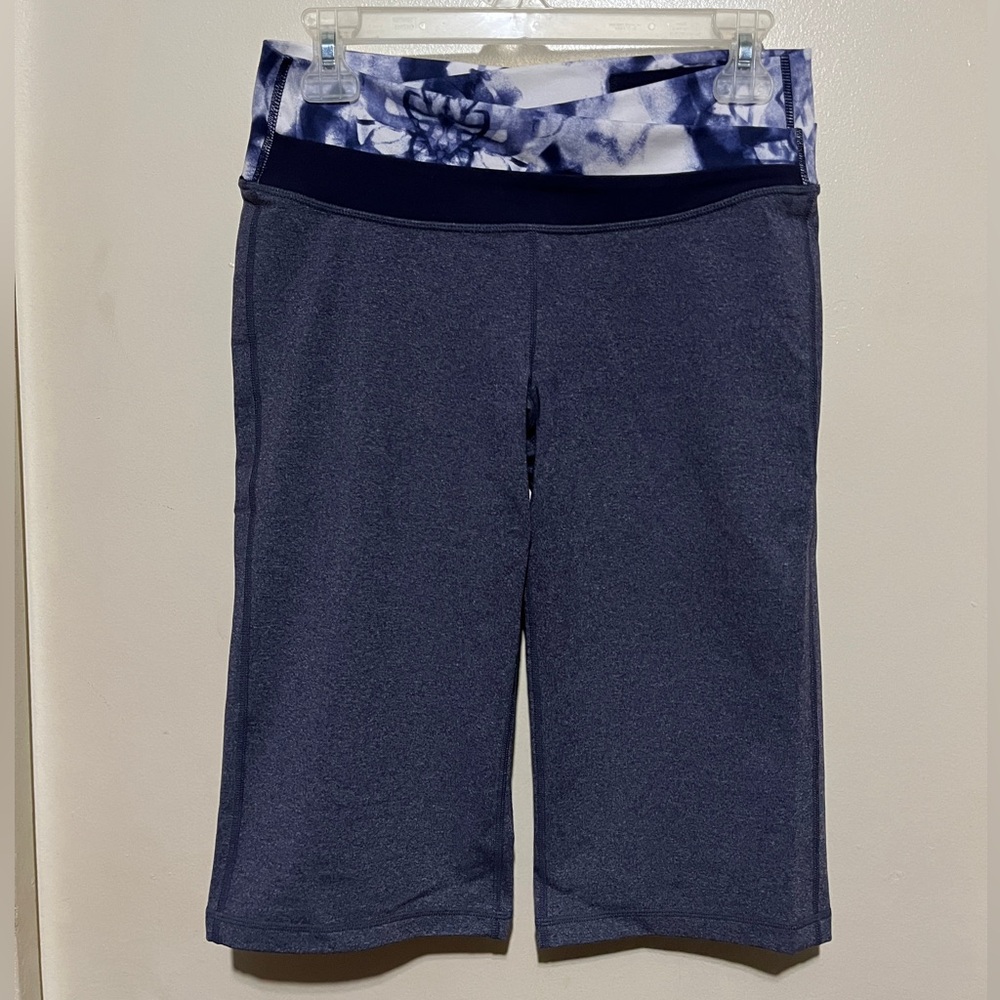LULULEMON ASTRO HEATHERED DEEP INDIGO WUNDER UNDER LONG SHORTS/CROPS